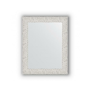 Zrcadlo v rámu, stříbrobílý tepaný reliéf 38x48 cm