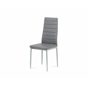 Jídelní židle, koženka tmavě šedá / šedý lak