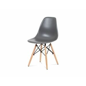 Jídelní židle, šedý plast / masiv buk / kov černý