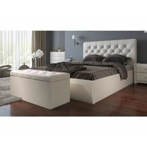 Čalouněná postel BEATRICE 180x200 cm, bílá-mléčná
