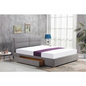 Čalouněná postel MERIDA 160 světle šedá, s úložným prostorem