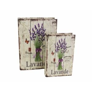 Dřevěná kniha Levandule, 2ks D1619