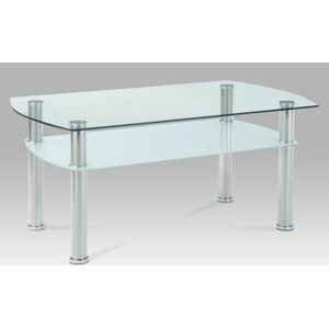 Konferenční stolek čiré sklo / mléčné sklo / leštěný nerez