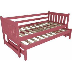 Růžová postel s výsuvnou přistýlkou DPV006-90
