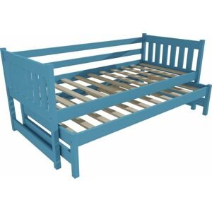 Modrá postel s výsuvnou přistýlkou DPV006-90