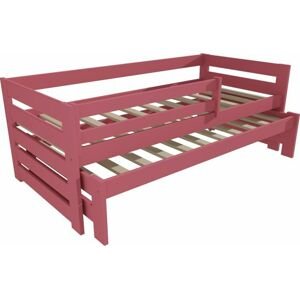Růžová postel s výsuvnou přistýlkou DPV007-90
