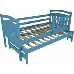Modrá postel se zábranou a výsuvnou přistýlkou DPV008-90