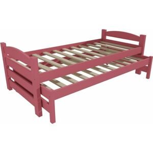 Růžová postel s výsuvnou přistýlkou DPV009-90