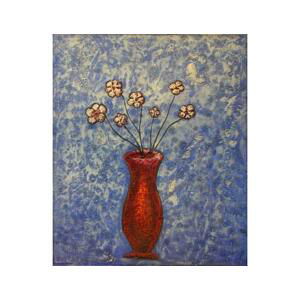 Obraz - Červená váza s květy