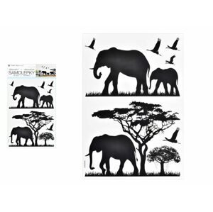 Samolepící dekorace 10475 černá sloni 24 x 42 cm -