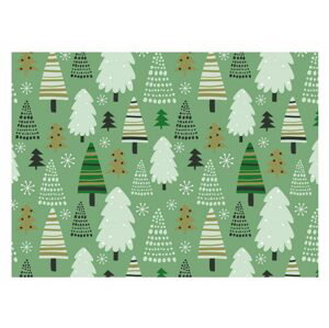 Balící papír vánoční LUX - zelný se stromečky - 100x70 cm - MFP Paper s.r.o.