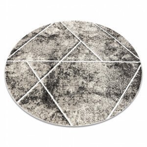 Koberec MATEO 8031/944 geometrický, trojúhelníky - strukturální šedý / béžový kruh