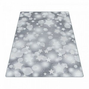 Dětský protiskluzový koberec Play hvězdy šedý