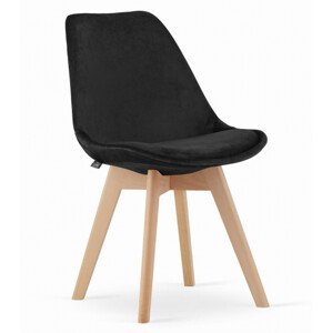 Jídelní židle NORI černá - samet (hnědé nohy)