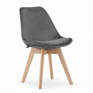 Jídelní židle NORI šedá - samet (hnědé nohy)