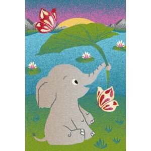 Dětský koberec Agnella Funky Top Elephant zelený