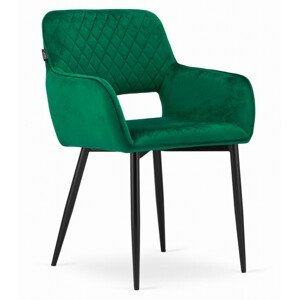 Set dvou jídelních židlí AMALFI samet zelené (černé nohy) 2ks