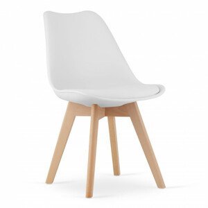Set dvou jídelních židlí MARK - bílé (hnědé nohy) 2ks