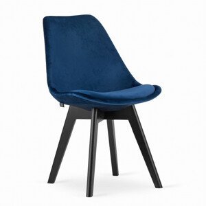 Set dvou jídelních židlí NORI modré sametové (černé nohy) 2ks