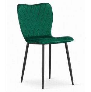 Set dvou jídelních židlí FOX samet - zelené (černé nohy) 2ks