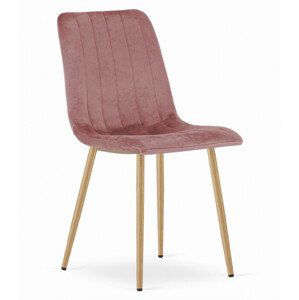 Set tří jídelních židlí LAVA - růžová (hnědé nohy) 3ks