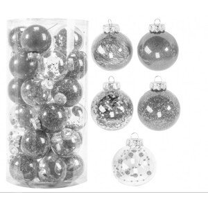 Vánoční kuličky - stříbrné SYSD1688-064 (30ks)