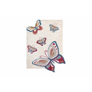 Koberec TOYS 75326 Motýle - krém / červený, fuchsie