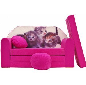 Dětská pohovka růžová kočky