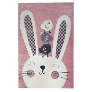Dětský koberec 3D králíček, růžový