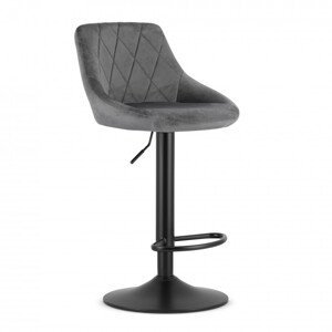Set dvou barových židlí KAST - samet / šedé (černá noha) 2ks