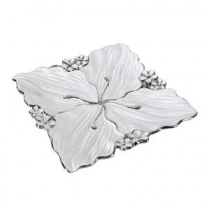 Dekorativní talíř SIENA 01 bílý / stříbrný