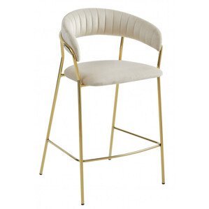 Barová židle BADIA sametová béžová (zlaté nohy)
