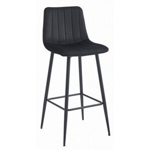 Set dvou barových židlí POZZA sametové černé (černé nohy) 2 ks