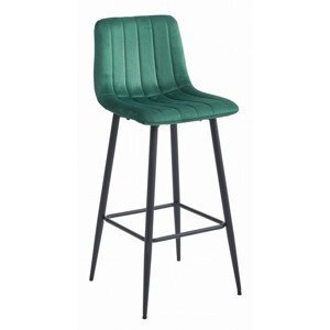 Set dvou barových židlí POZZA sametové zelené (černé nohy) 2 ks