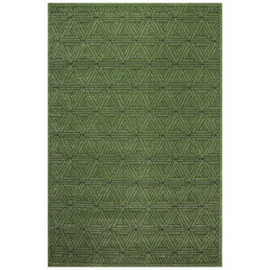 Koberec Teno F0336 lahvově zelený, geometrický / trojúhelníky