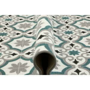 Metrážový koberec Evora Patchwork Mozaika tyrkysový