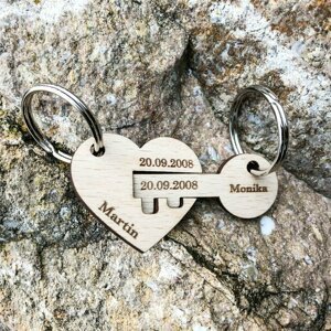 DUBLEZ | Valentýnský dárek - klíčenka srdíčko s klíčem