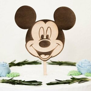 DUBLEZ | Dřevěná figurka na dort - hlava Mickey mouse