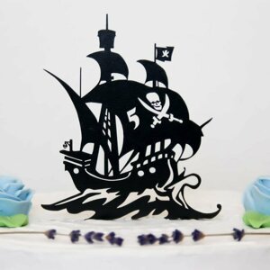 DUBLEZ | Dřevěný zápich do dortu s věkem - Pirátská loď