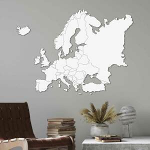 DUBLEZ | Dřevěná mapa Evropy na zeď - s hranicemi států