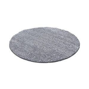 Světle šedý kulatý shaggy koberec, 200x200