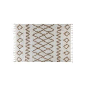 Bílo-béžový shaggy koberec Marakesh 0419A, 80x150