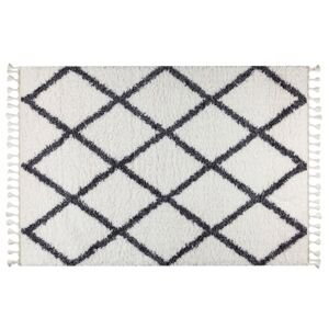 Bílo-antracitový shaggy koberec Marakesh 0500E, 50x80