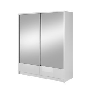 Šatní skříň Aria II 180 Barva korpusu: Bílá/Bílý lesk, Rozměry: 180 cm, Dveře: Velká zrcadla