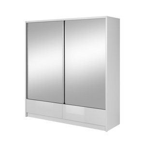 Šatní skříň Aria II 200 Barva korpusu: Bílá/Bílý lesk, Rozměry: 200 cm, Dveře: Velká zrcadla