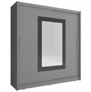 Šatní skříň Wiki II Barva korpusu: Grafit, Rozměry: 200 cm, Dveře: Zrcadlo