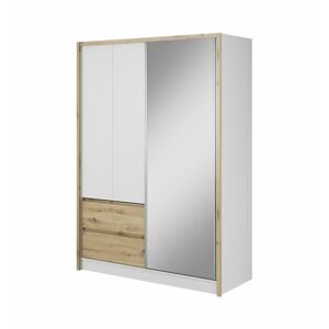 Šatní skříň Sara Barva korpusu: Bílá/Dub artisan, Rozměry: 200 cm, Dveře: Zrcadlo