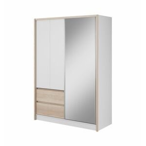 Šatní skříň Sara Barva korpusu: Bílá/Dub sonoma, Rozměry: 150 cm, Dveře: Zrcadlo