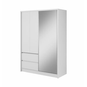 Šatní skříň Sara Barva korpusu: Bílá/Bílá, Rozměry: 130 cm, Dveře: Zrcadlo