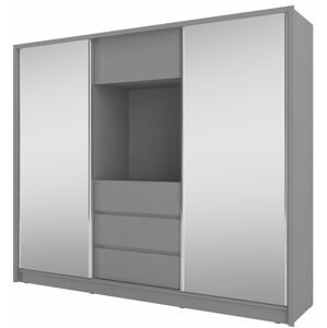 Šatní skříň TV 250 Barva korpusu: grafit, Rozměry: 250 cm, Dveře: Zrcadlo